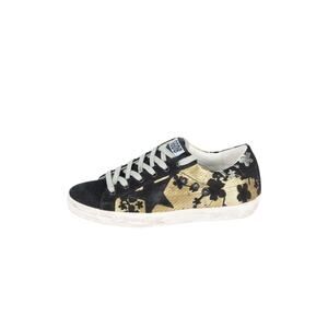 GOLDEN GOOSE Black Gold Suede Blossom Superstar Sneakers Size 37 US 7